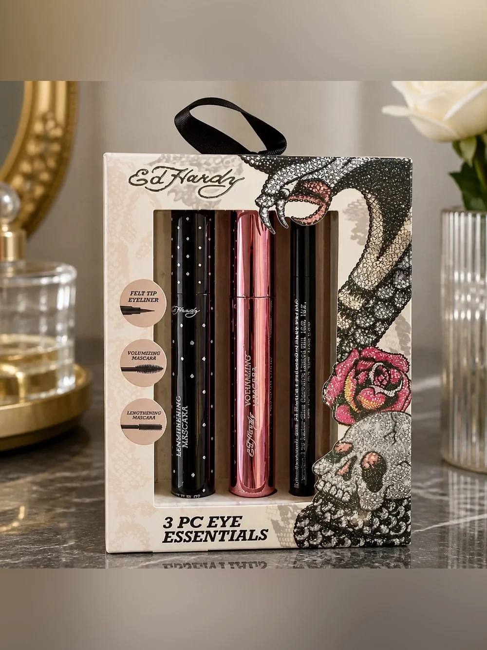 Ed Hardy 3 Pc Eye Essentials Set Eyeliner & Mascara New